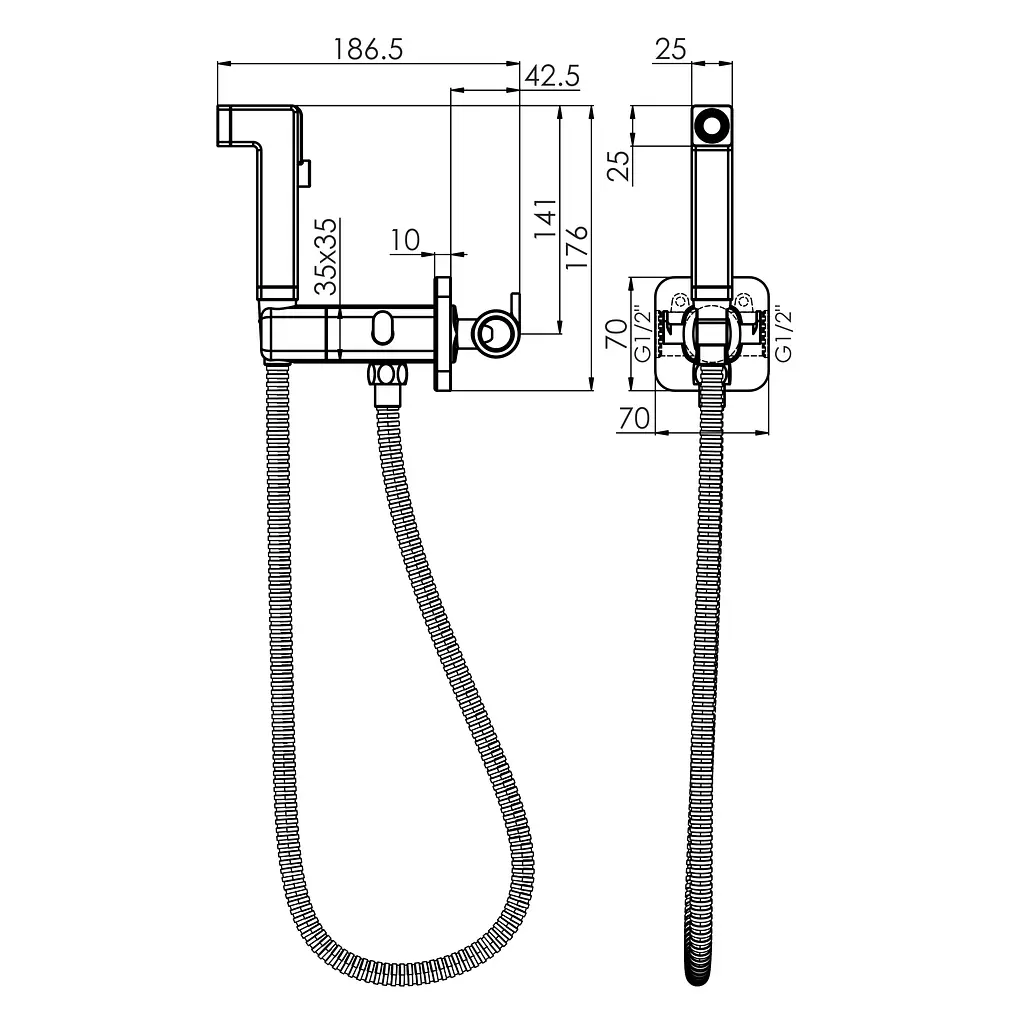 Набор гигиенического душа скрытого монтажа Imprese Violik black matt f03710810AA, Черный матовый - фото 2