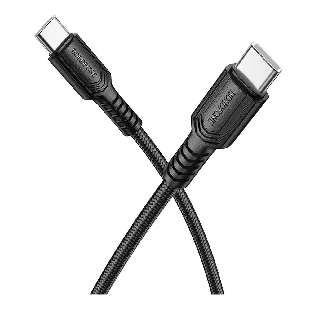 Кабель синхронізації Borofone BX116 Nylon Type-C to Type-C 60W/3A 1м Black (37160_3610584) - фото 3
