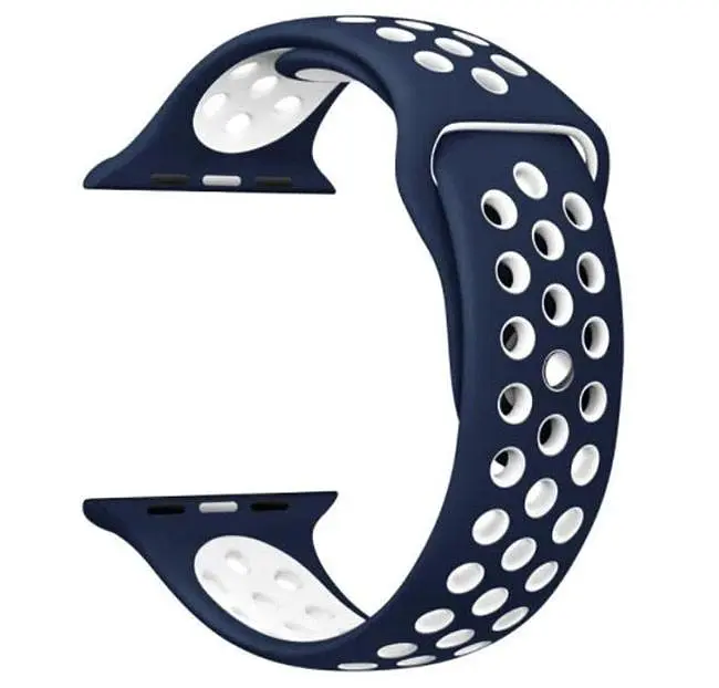 Спортивний ремінець з перфорацією Primo для Apple Watch 38 мм, 40 мм, 41 мм Dark Blue White - фото 3