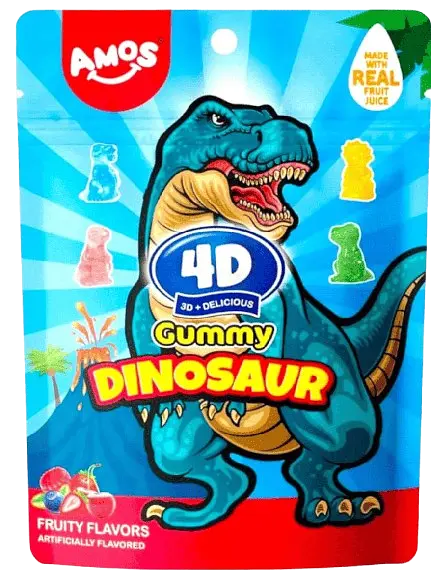 Жувальні цукерки Amos 4D Gummy Dinosaur 198г