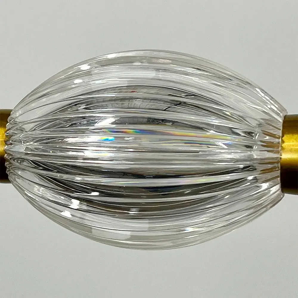 Led люстра с прозрачными рельефными шариками в удлиненном латунном корпусе 100 см | Line F | Ст. MJ343-1000L - фото 2