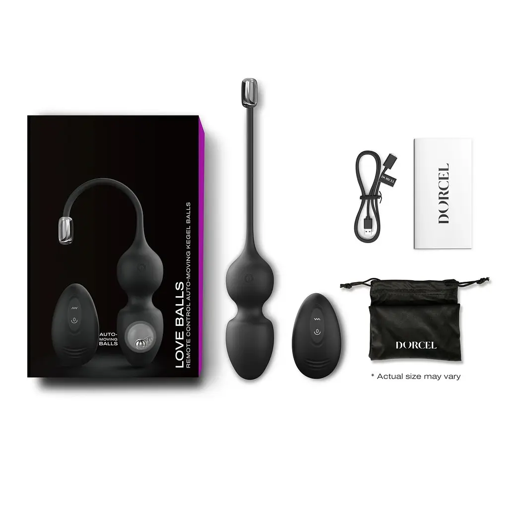 Вагинальные шарики Dorcel Love Balls Black, вибрации и движения внутреннего шарика, пульт ДУ - фото 6