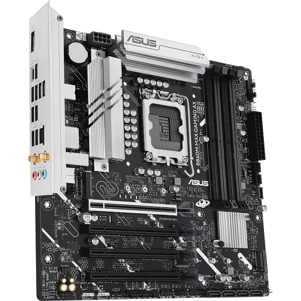 Материнская плата LGA1851, Asus B860M MAX GAMING AX, B860, 4xDDR5, 1xPCI-E 5.0 x16, 3xPCI-E 4.0 x16, 4xSATA3, 3xM.2, Realtek 7.1, Realtek 2.5Gb, WiFi 6, Bluetooth 5.4, DP/Type-C, MicroATX - фото 4