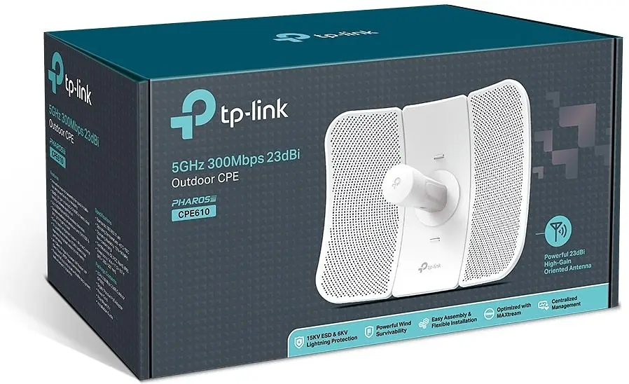TP-Link Точка доступу CPE610 N300 5ГГц 1xFE LAN, 23 дБі зовн. passive PoE - фото 4