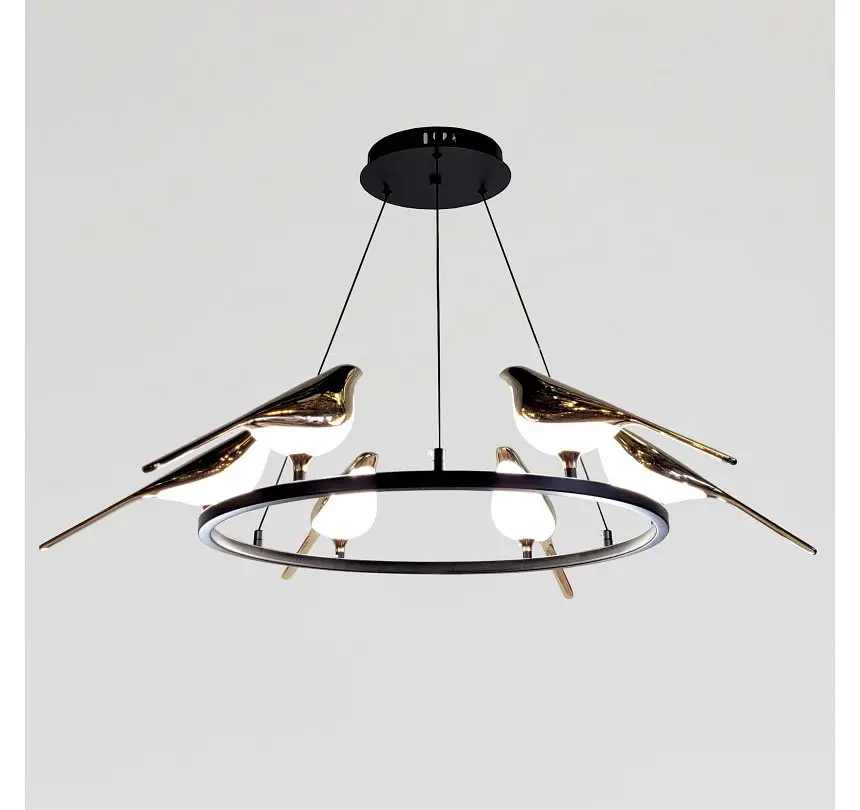 Світлодіодна підвісна люстра Artlight 21130/6GD із шістьма декоративними птахами, 26 Вт, чорний + золото - фото 3