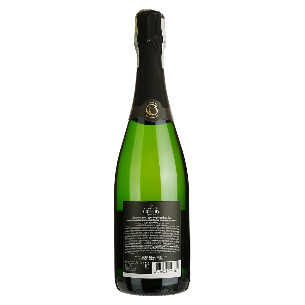 Шампанское Collery Blanc de Noirs Brut Grand Cru белое брют 0.75 л - фото 2