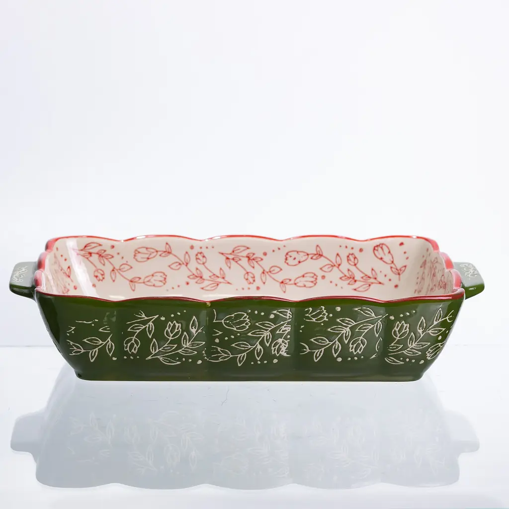 Форма для выпечки Vintage 28×17×5 (см) прямоугольная форма для выпекания в духовке с ручками Зеленый Yiwu HM05-10 - фото 8