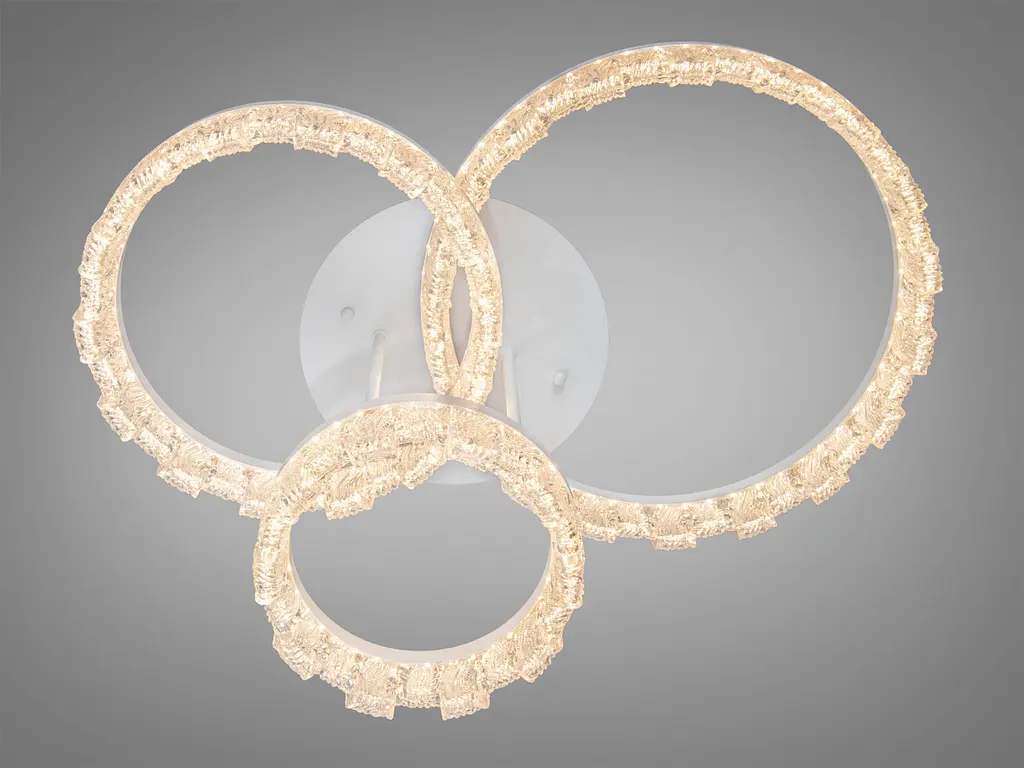 Сучасна стельова LED-люстра Diasha MX78204/1+1WH 87W, три акрилові кільця, 3 режими світла, 60x45 см - фото 3