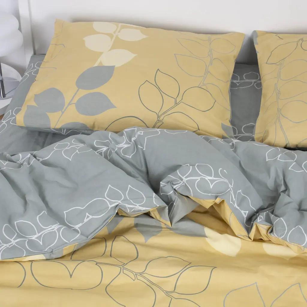 Комплект постільної білизни ТЕП Soft Dreams Grey Leaf євро бежевий сірий - фото 6