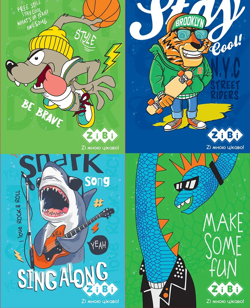 Блокнот на пружине сверху Animals KIDS Line, А7, 40 листов, картонная обложка, 4 шт. в упаковке - фото 1