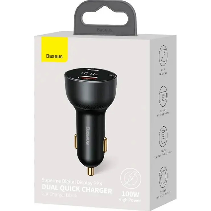 Автомобільний зарядний пристрій Baseus Superme Digital Display PPS USB-A/USB-C 100W [CCZX-01] [97051] - фото 3