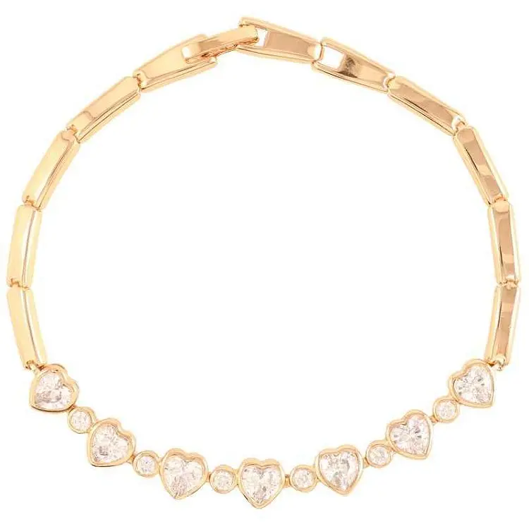 Браслет XUPING Позолота 18K «Сердечка з цирконієм» довжина 19см х 3мм (252046)