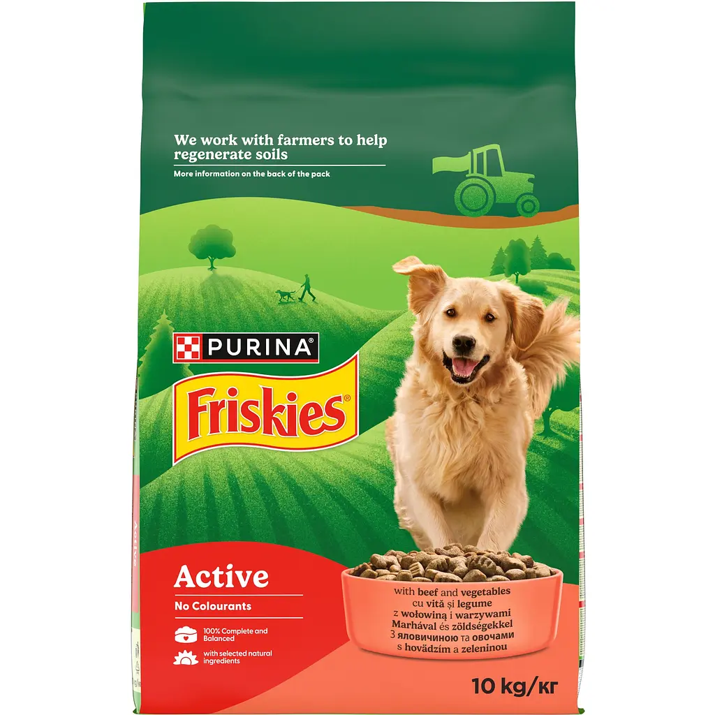 Сухой корм для взрослых активных собак Friskies с говядиной 10 кг - фото 2