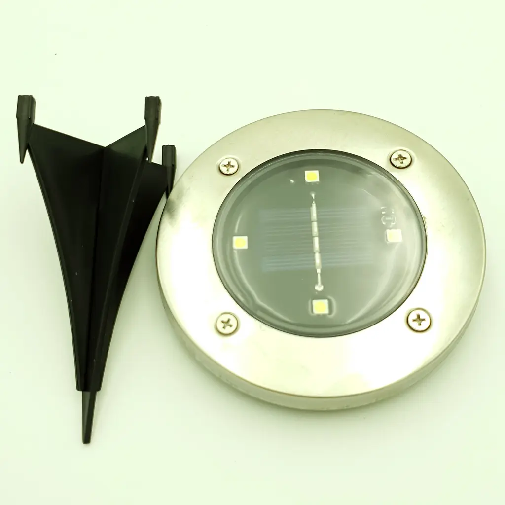 Світильник на сонячній батареї DISK Lights підсвічування для саду 4 Led сталевий - фото 6