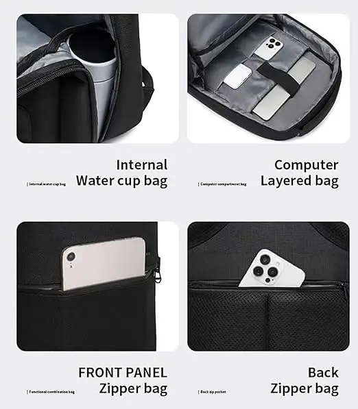 Рюкзак міський Ozuko 9851 чоловічий з USB портом та відсіком для ноутбука до 15.6' 21л Black (19358) - фото 5