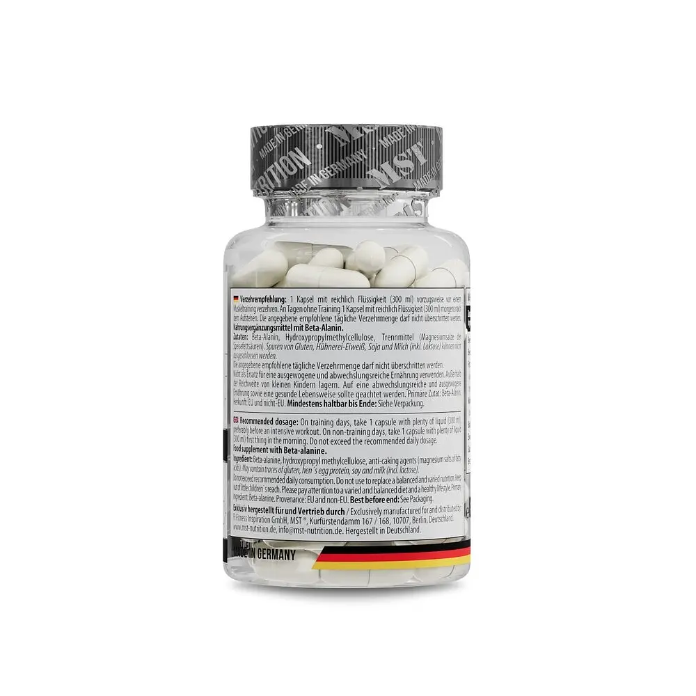 Бета-аланін MST Nutrition Beta-Alanine, 60 капсул для підтримки м'язів - фото 3