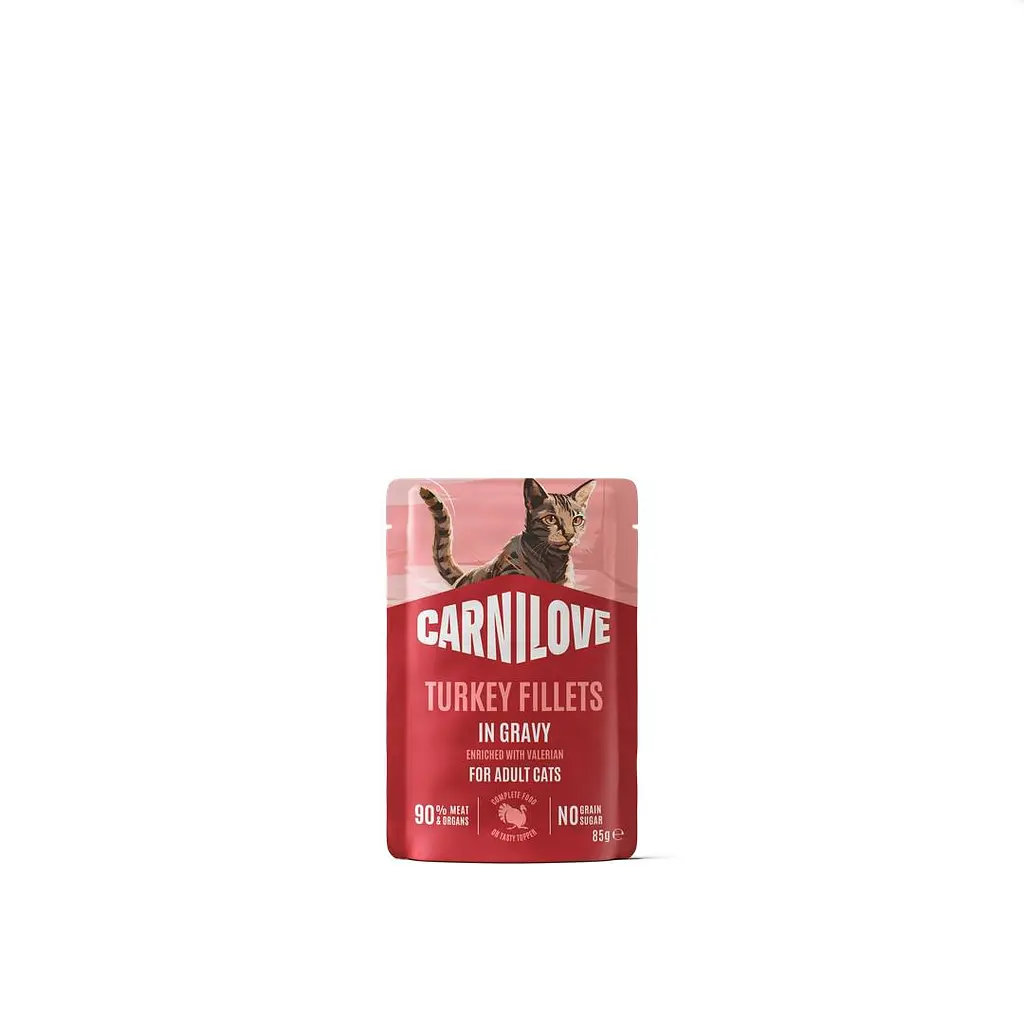 Вологий корм для котів Carnilove Gravy Turkey with Valerian для котів індичка і валеріана в соусі пауч 85 г