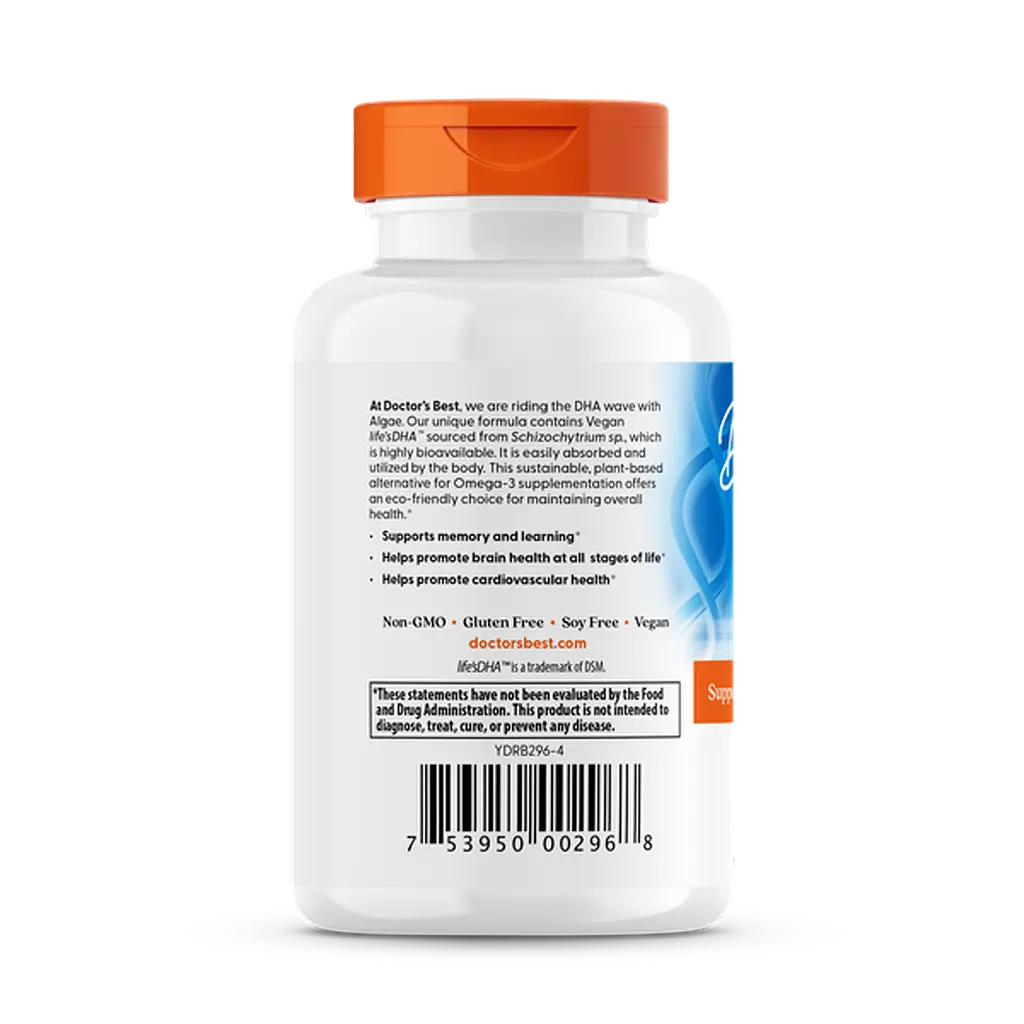 Омега-3 для веганов Doctor's Best Vegan DHA from Algae with Life's DHA 200 мг 60 капс - фото 3