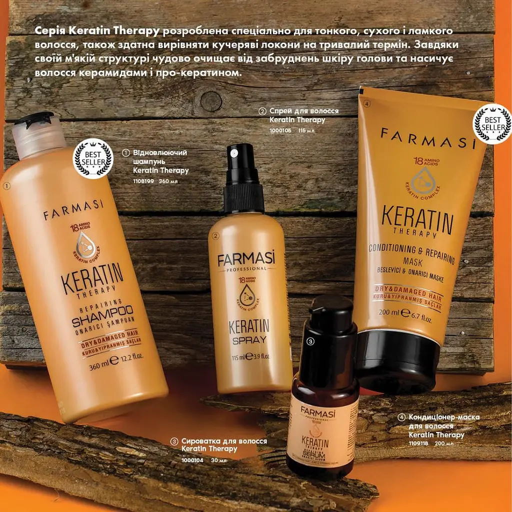 Відновлювальний шампунь Farmasi Keratin Therapy 360 мл - фото 8