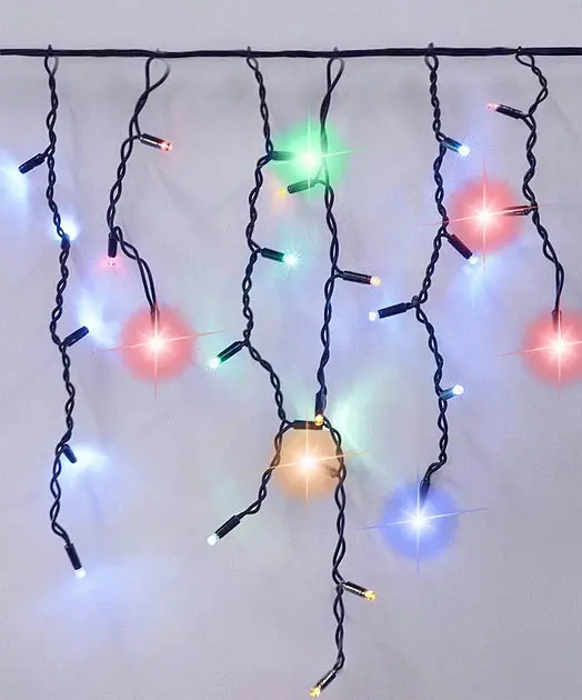 Гірлянда LED 120 3.3Line Short Curtain Bulbashky Бахрома M-2 Мультицветна 5M Вул.+сої Чорний (47674-7235_676) - фото 2