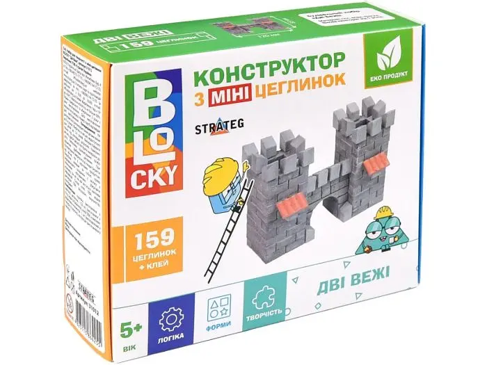 Будівельний набір з міні-цеглинок Дві вежі, Strateg (31012), 159 дет.