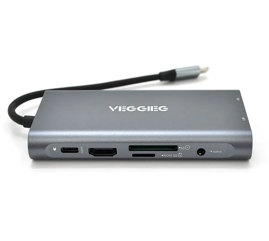 Хаб-конвертор VEGGIEG TC10-U Type-C на Type-C+USB3.0 3+HDMI+VGA+SD/TF+RJ45 - фото 2