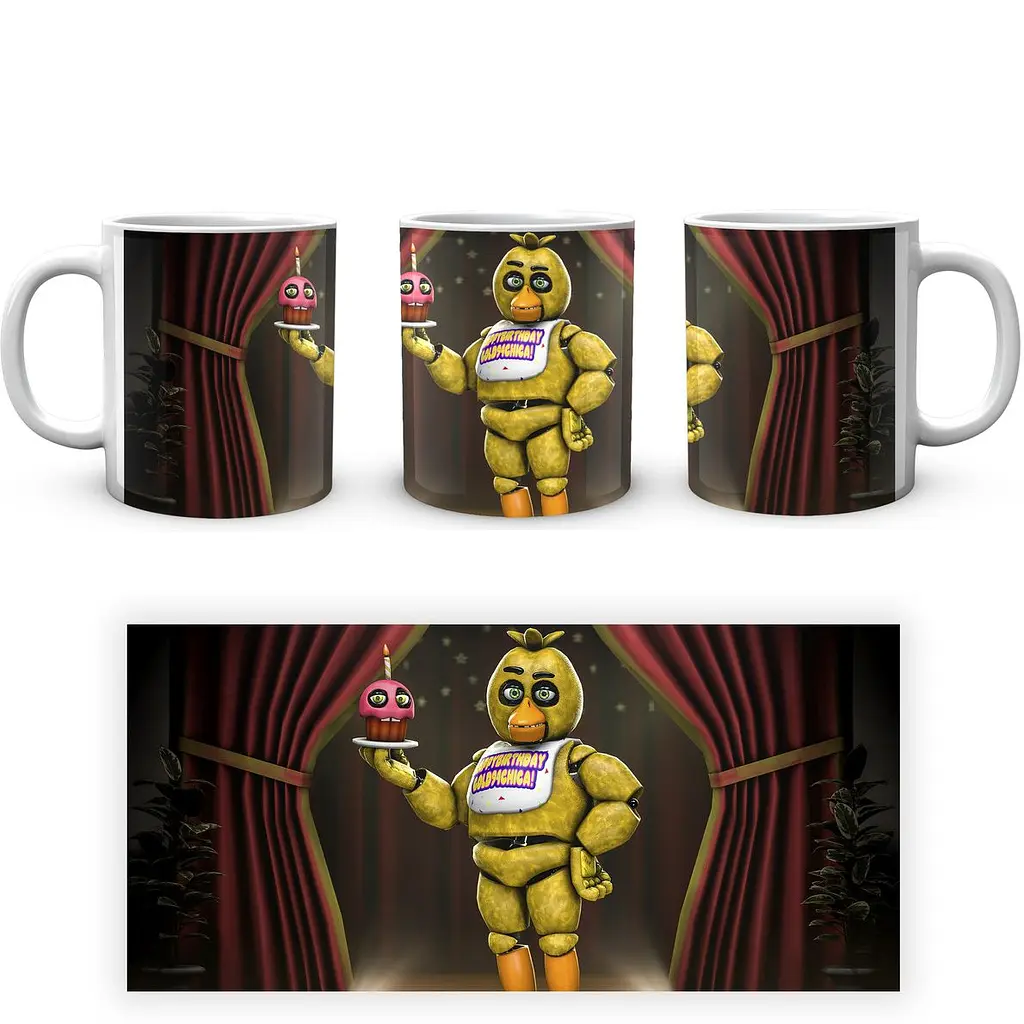 Кухоль GeekLand Five Nights At Freddys П'ять ночей з Фредді Чіка з кексом FN.02.394 330 мл білий - фото 3