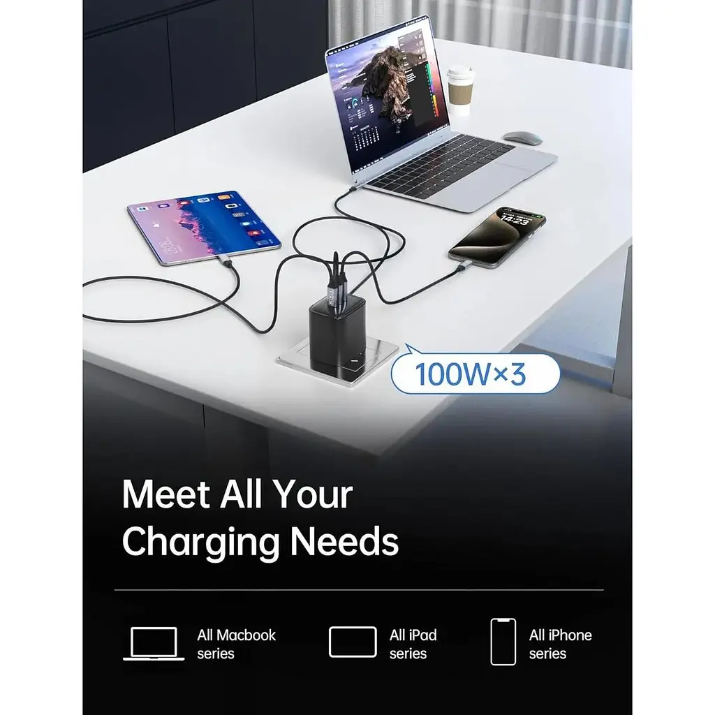 Кабель CAKOBLE USB-C - USB-C 3.1 Gen2 10 Гбіт/с Передача даних, 100 Вт 20 В/5A 3.3 фути - фото 4