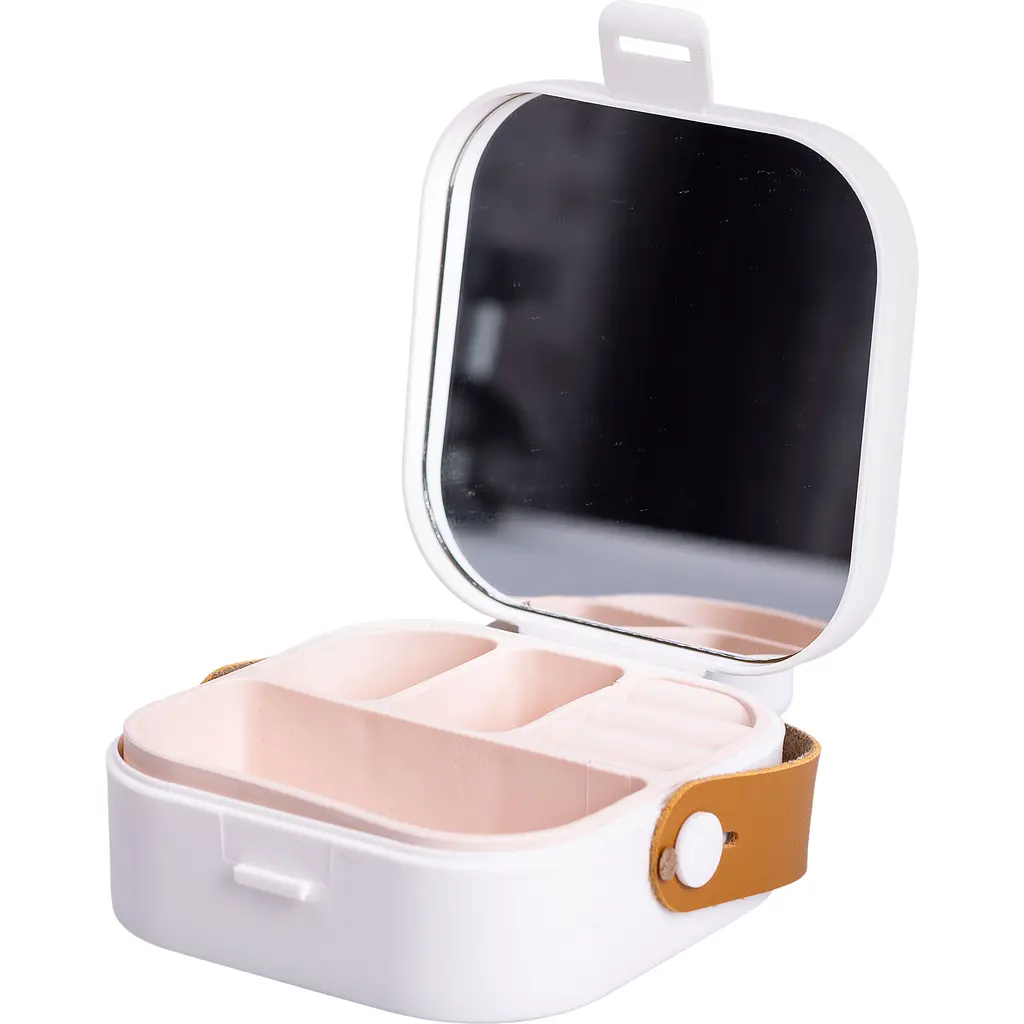 Міні-скринька для прикрас Yiwu Mini Box з дзеркалом 9x9x3.8 см біла HP-5-27W - фото 2