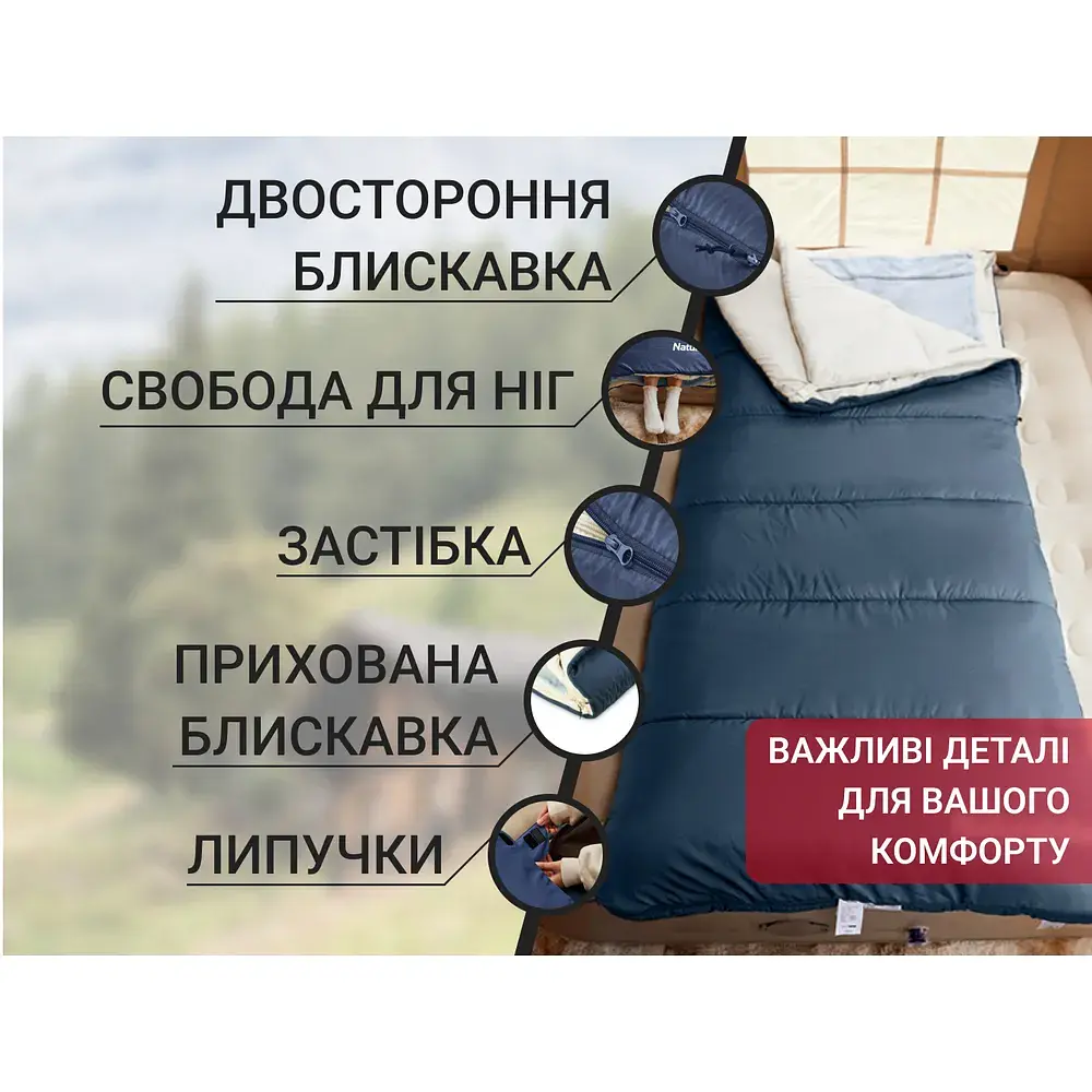 Спальний мішок 3 в 1 Naturehike CR450 CNH22SD011 синій - фото 6