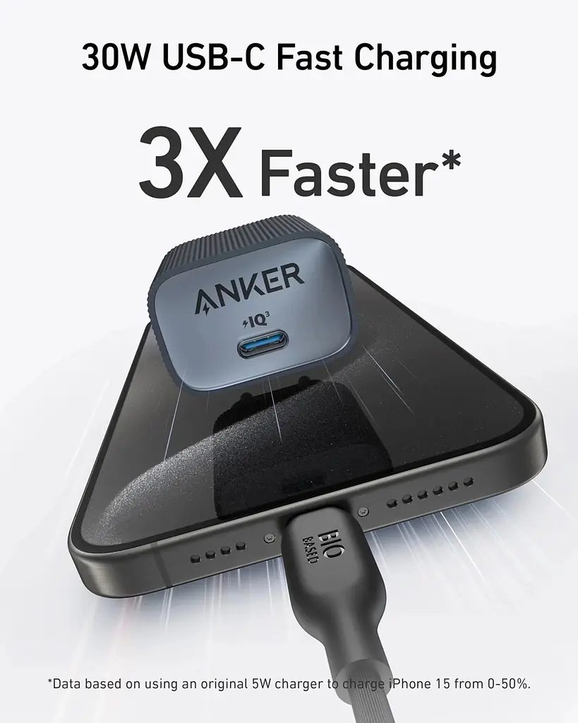 Мережевий зарядний пристрій PowerPort 511 Nano IV - 30W USB-C Black Anker teh0022014 - фото 5