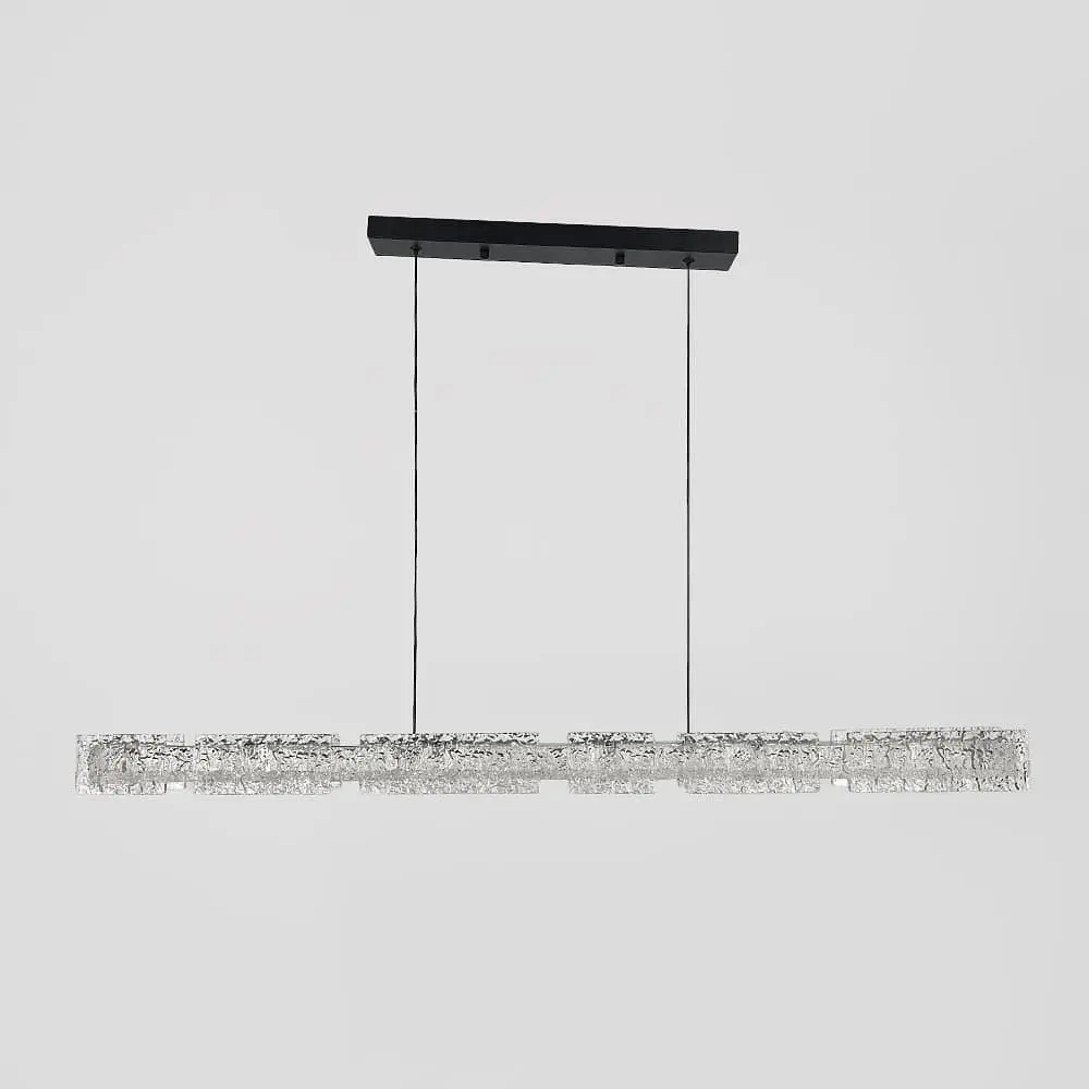 Подвесная удлиненная люстра с пластинами в виде прозрачных льдин 100 см Line F | Ст. MJ371-L1000 BK - фото 7