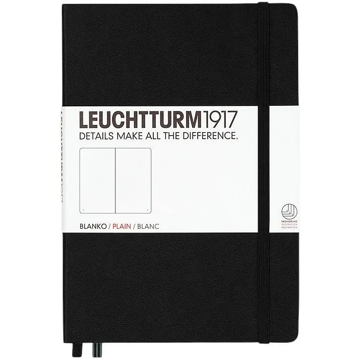 Блокнот Leuchtturm1917 Середній, чорний, чисті аркуші (311333)