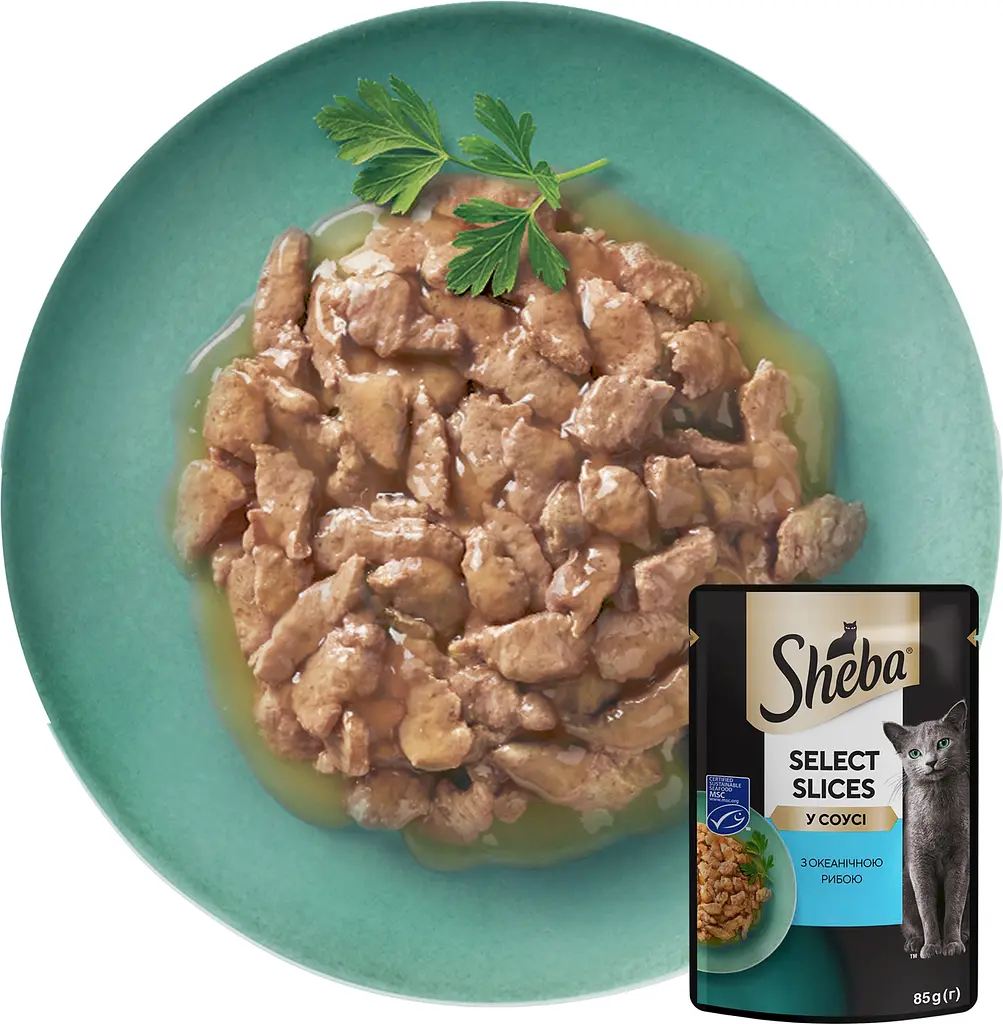 Влажный корм для кошек Sheba с океанической рыбой в соусе 2.38 кг (28 шт. х 85 г) - фото 4