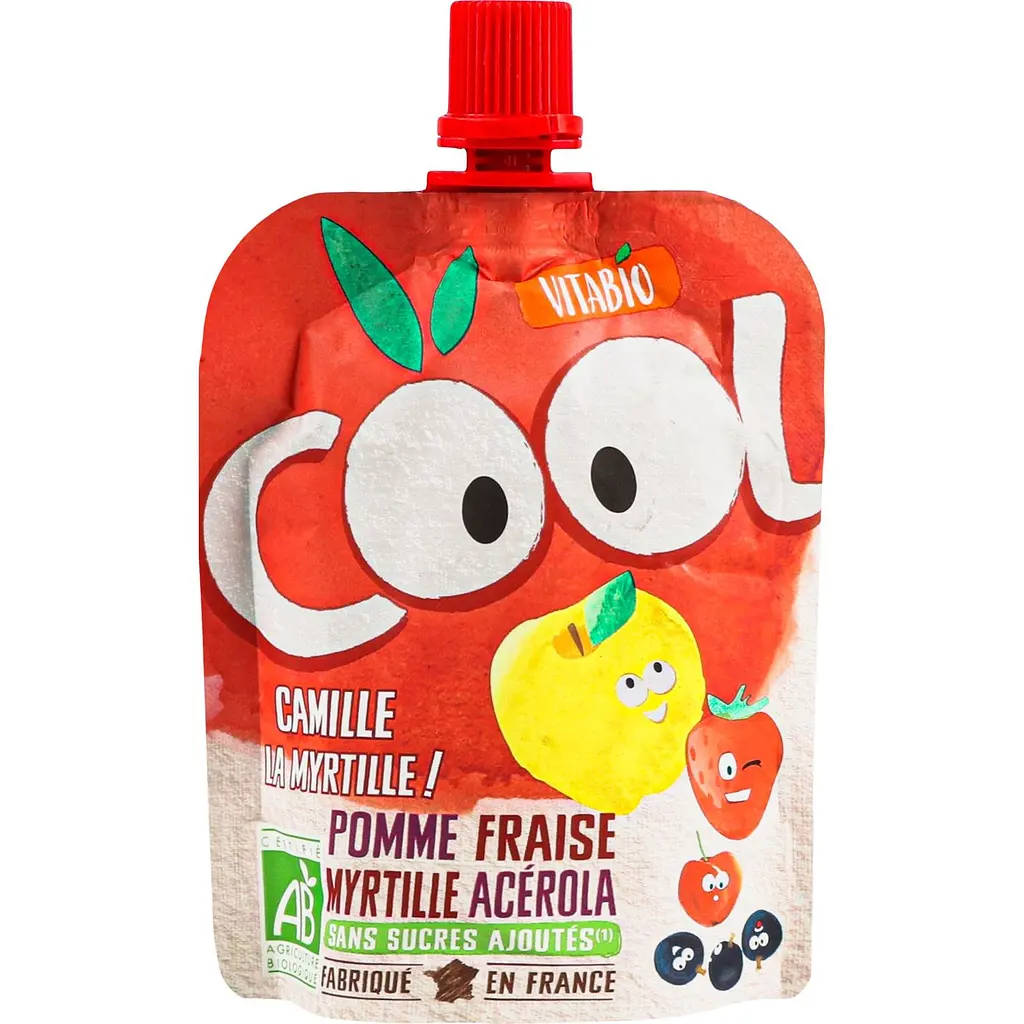 Набір: Органічне пюре Vitabio Cool Fruits з яблуком, полуницею та чорницею 180 г (90 г x 2 шт.) - фото 2