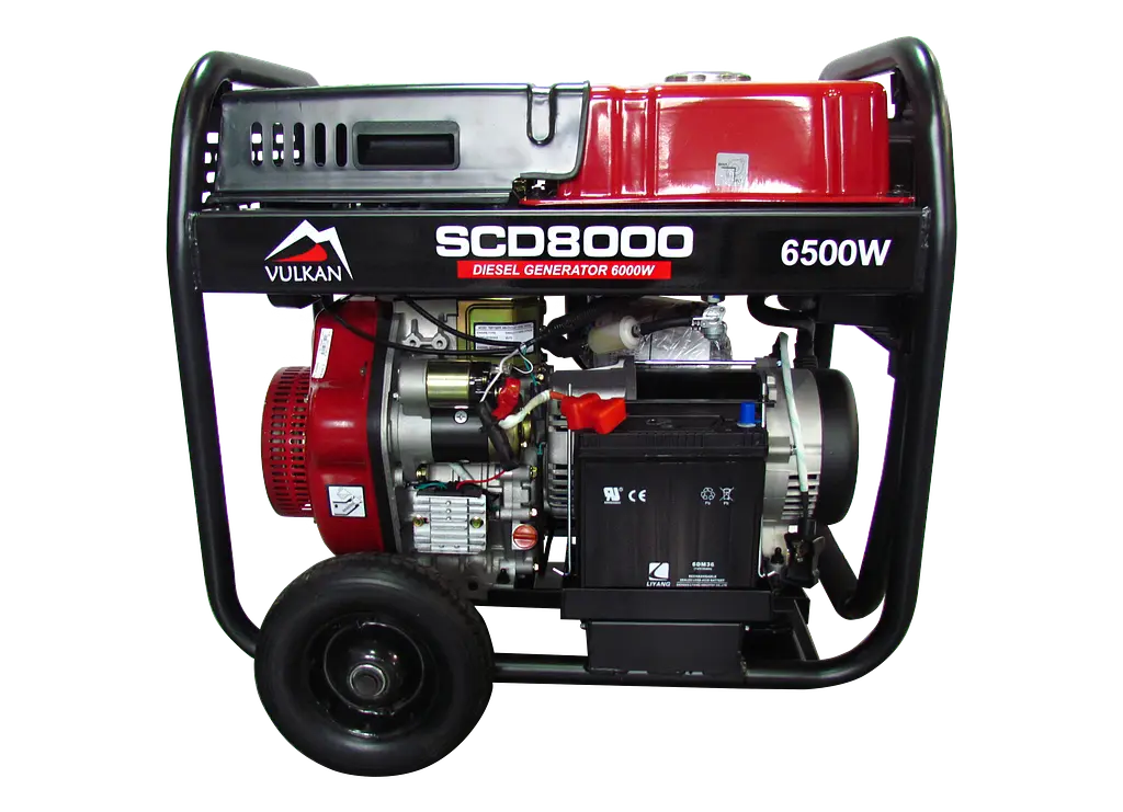 Генераторна установка Vulkan SCD8000 дизель 1ф 6,5кВт, ел.старт, 18л, колеса
