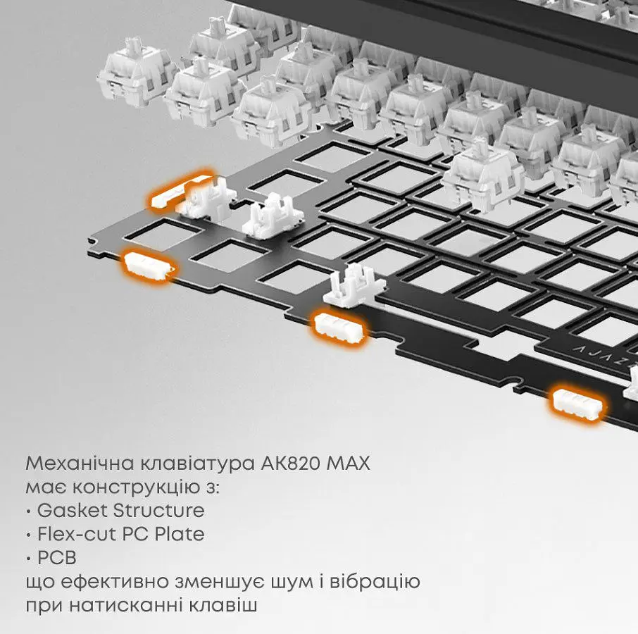 Клавіатура ігрова Ajazz AK-820 MAX PLUS Wireless Black RGB Day Dream Switch Hot-Swap 2.4G/Bluetooth/USB - фото 8