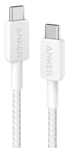 Кабель Anker 322 USB-C to USB-C - 1.8m Nylon білий (6908157)