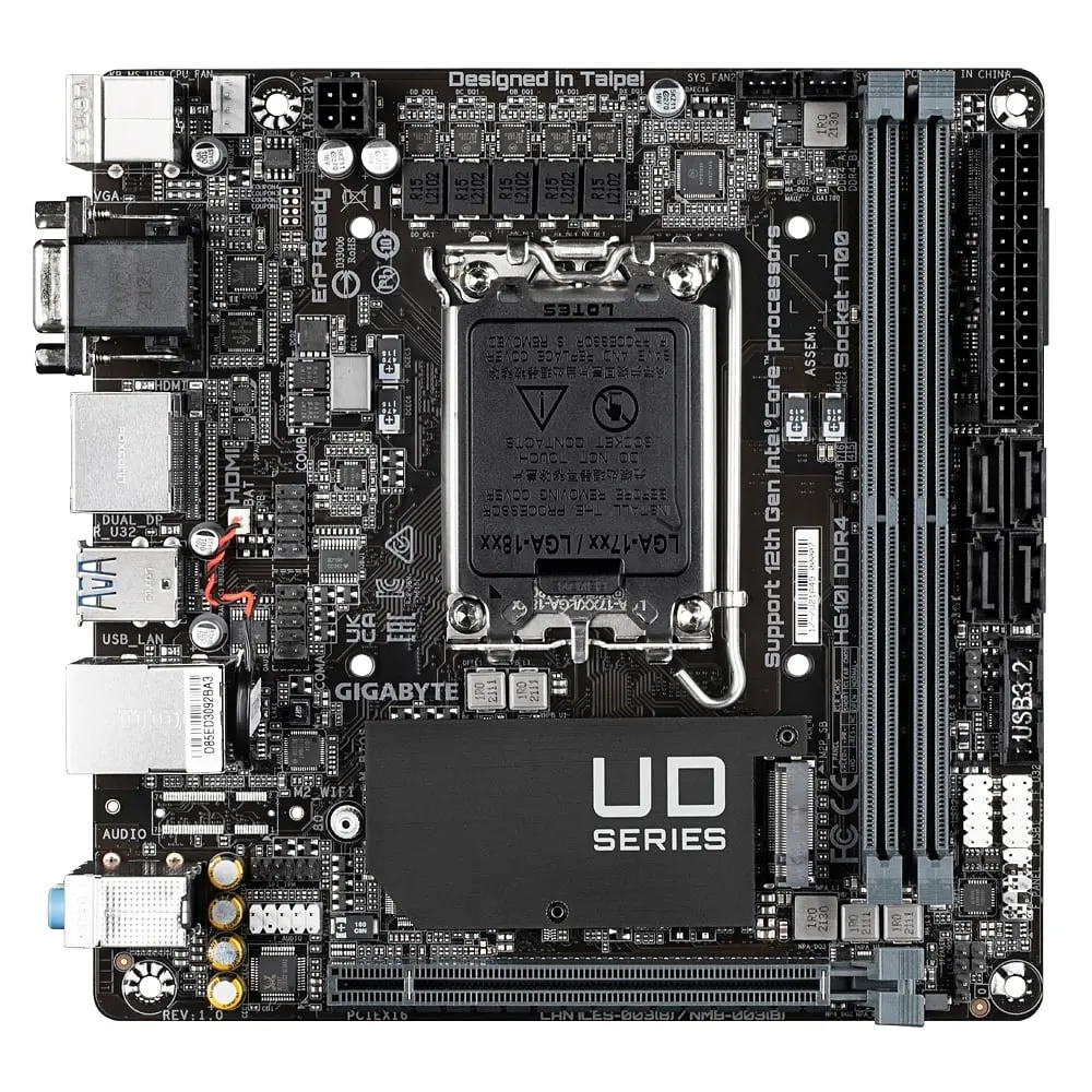 Материнская плата H610I s1700 H610 2xDDR5 M.2 HDMI D-Sub ATX Gigabyte teh0018985 - фото 2