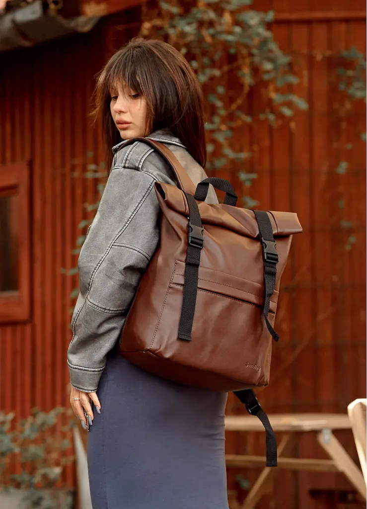 Жіночий рюкзак Sambag RollTop Milton шоколадний 41 х 30 х 16 см (24211020) - фото 5