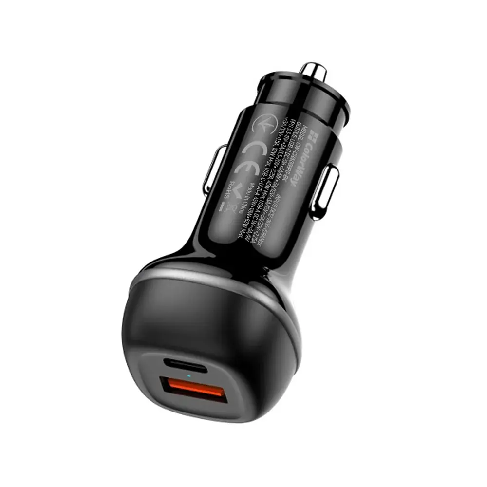 Зарядний пристрій ColorWay USB-C PD65W + USB QC3.0 car adapter (CW-CHA068PD-BK) - фото 5