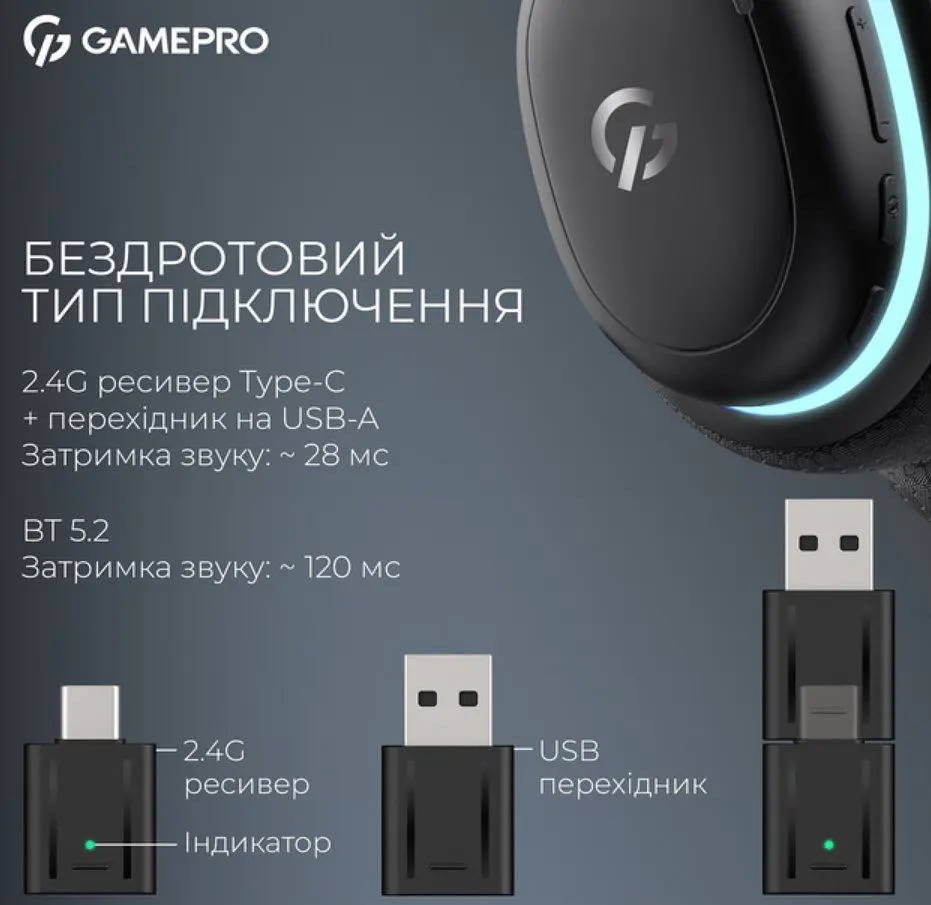Игровые беспроводные наушники GamePro HSW-250 7.1 Bragi Asgard RGB Tri-Mod Black - фото 7