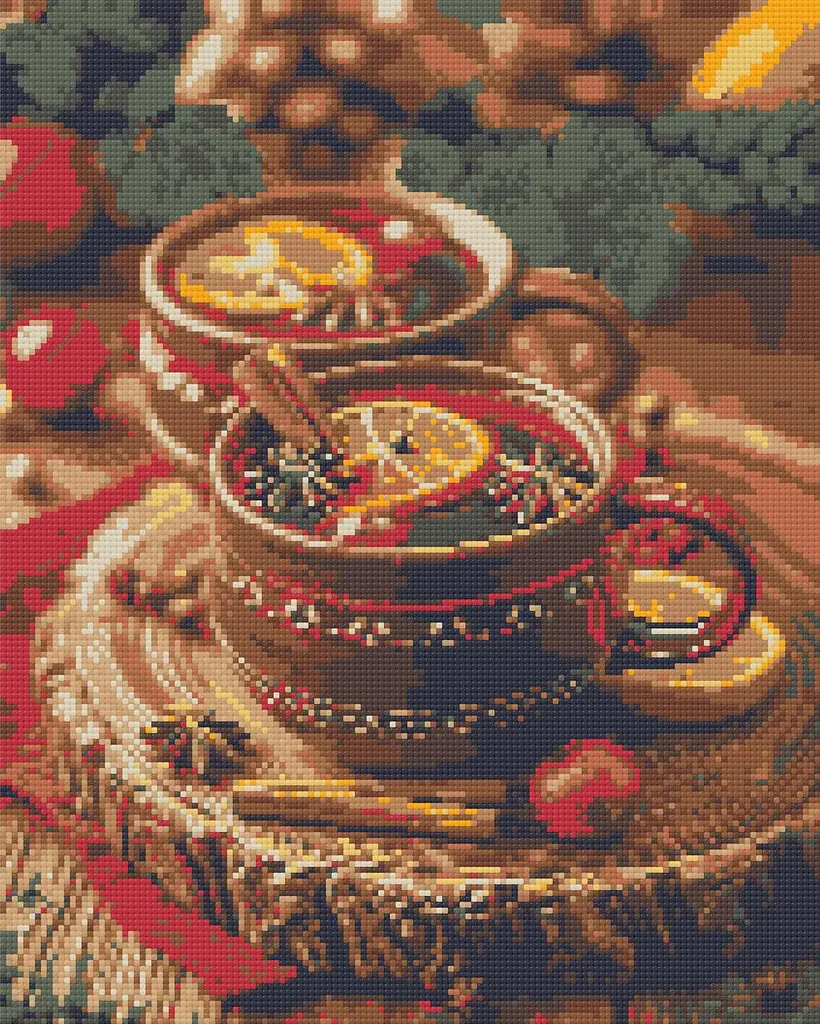 Алмазна мозаїка/вишивка Натюрморт. Новорічний глінтвейн 40*50 см Орігамі OD 3414