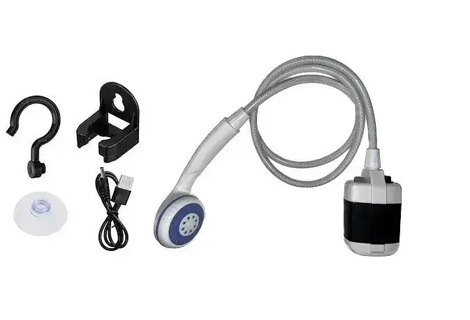 Кемпінговий душ з акумулятором 2200 мАг USB, переносний душ для туризму, автомобіля та саду - фото 2