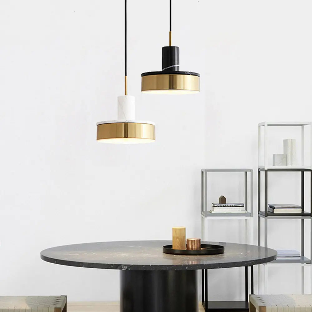 Чорний мармуровий підвіс із латунним корпусом Ø 20 см | Арт. SC 8/1 BK | Line F - фото 3