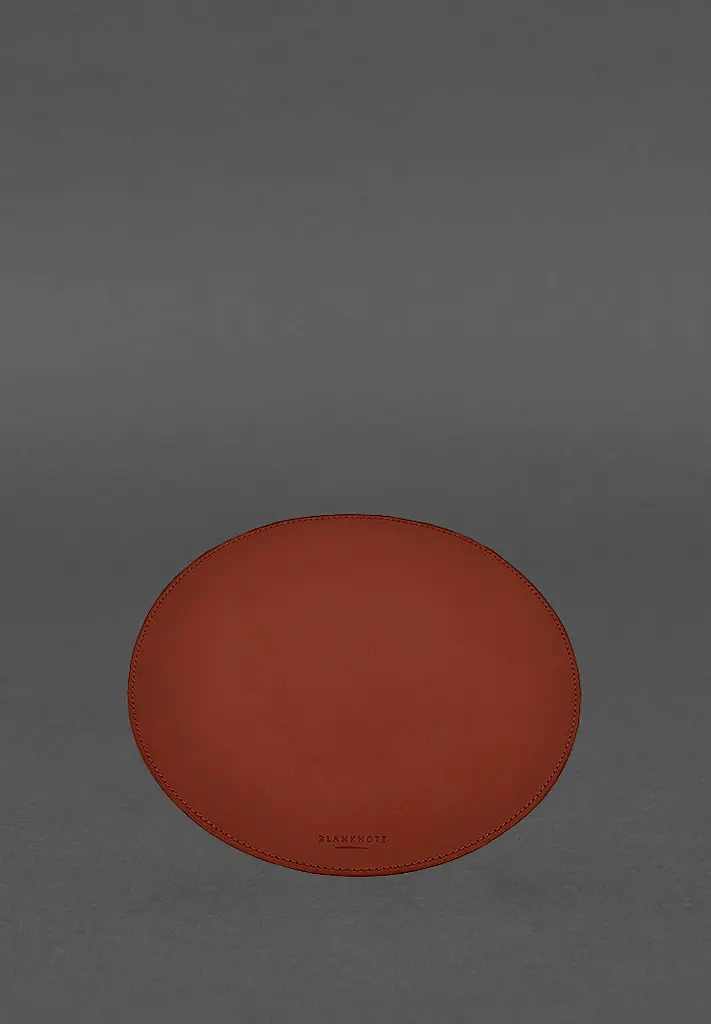 Круглый коврик для мышки из натуральной кожи светло-коричневый краст - фото 3