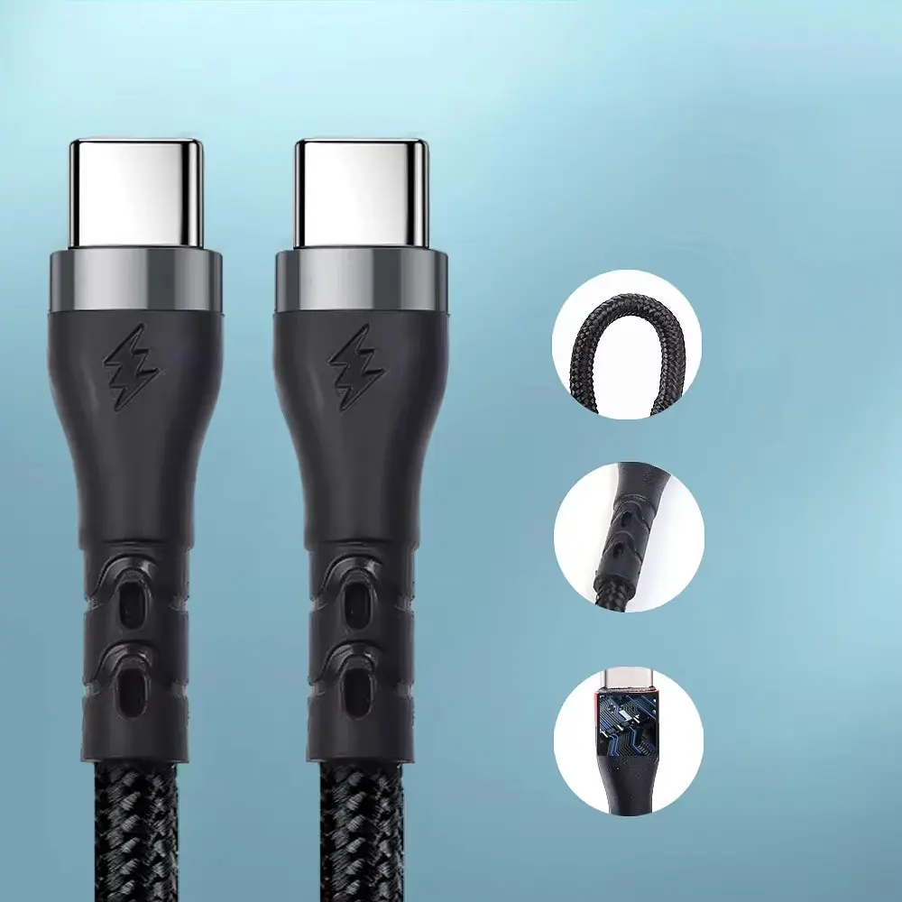 Кабель швидкого заряджання та передачі даних Digital PD Type-C до Type-C 120W 6A 2 м Чорний (Type-C2m120WB) - фото 5