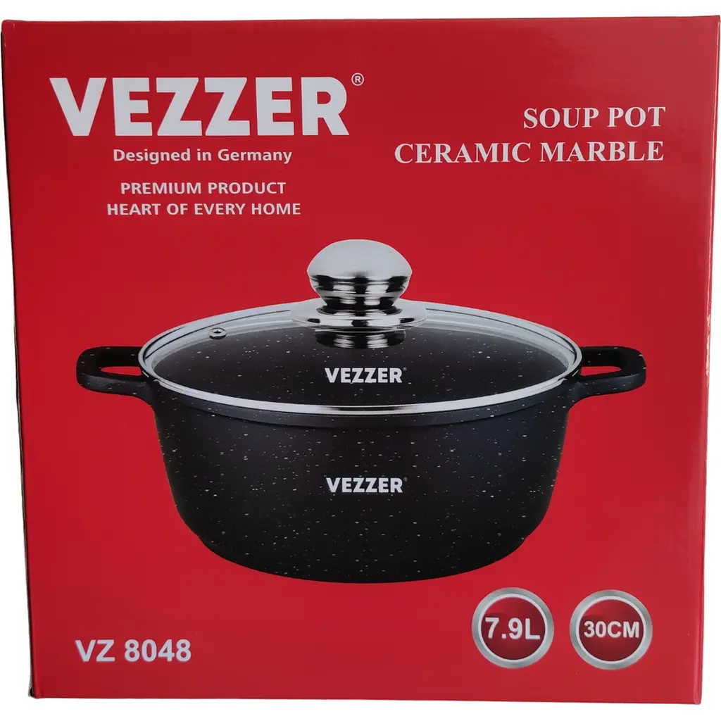 Каструля Vezzer з кришкою 30 см 7.9 л чорна (VZ8048) - фото 7