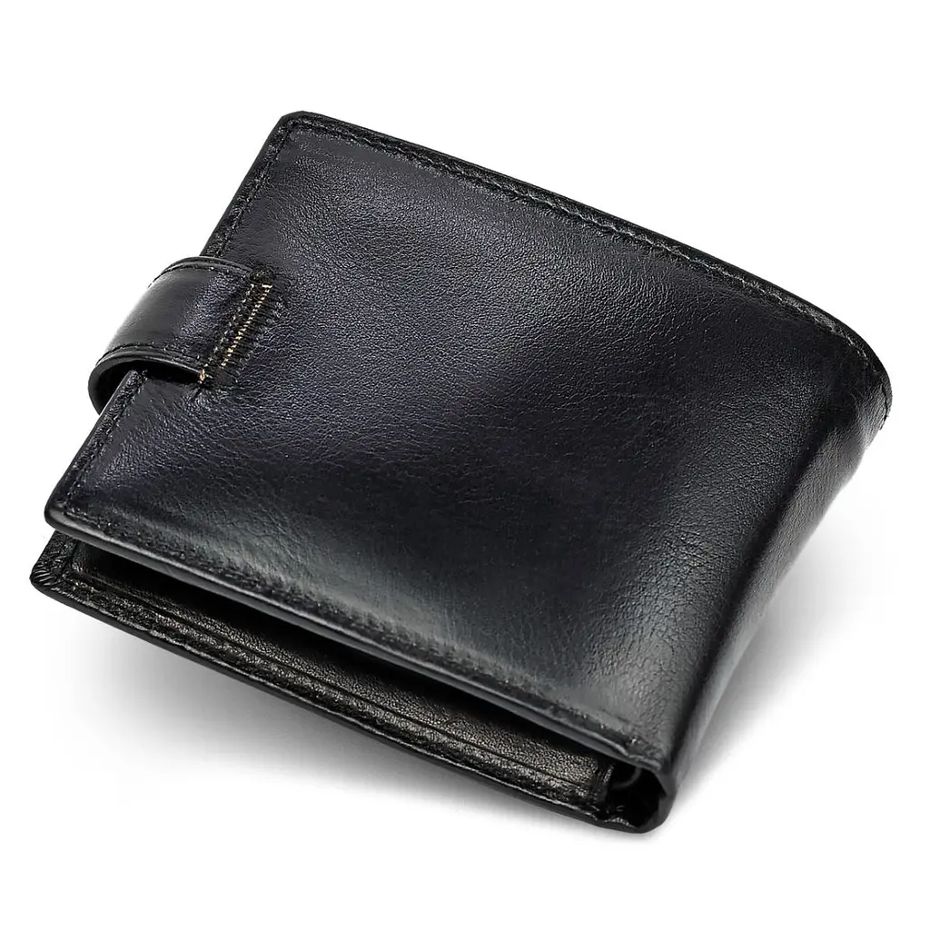 Чоловіче портмоне з натуральної шкіри ST Leather В104 чорне 9,5 см - фото 3