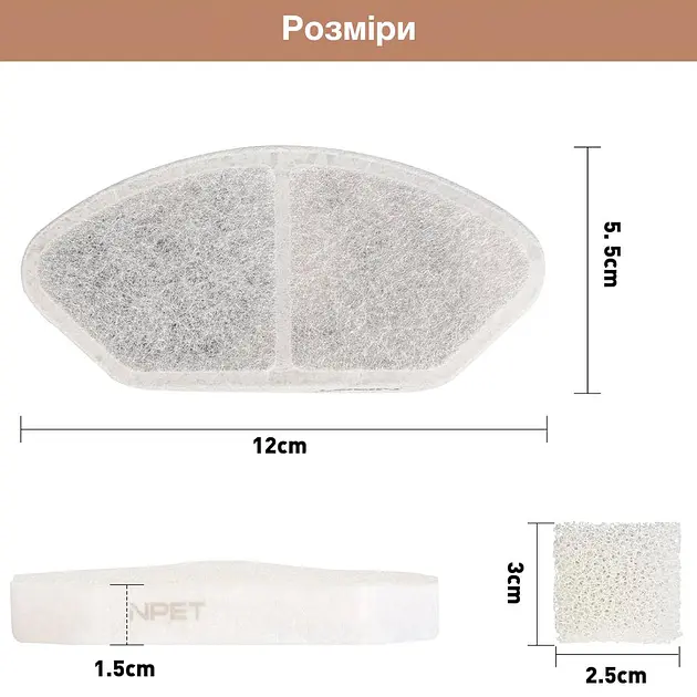 Змінний фільтр до фонтану-поїлки NPET N280, 4шт./уп. - фото 3
